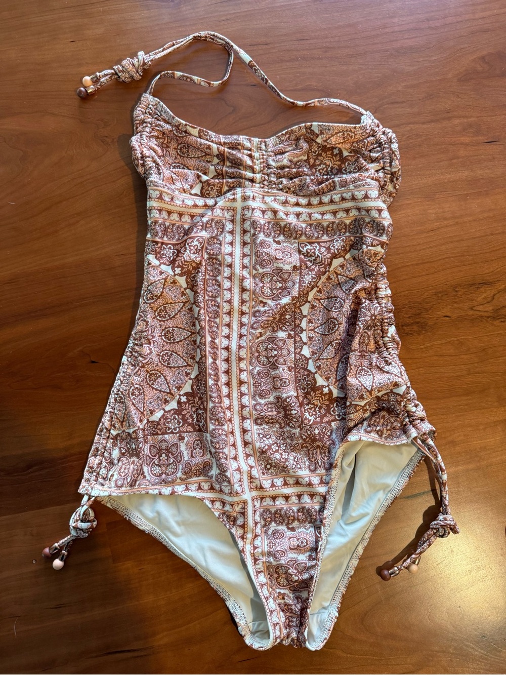 Zimmermann Brown and Cream Printed One-Piece Swimsuit